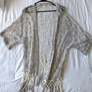 Grey & white lace cardigan | Size XS/S